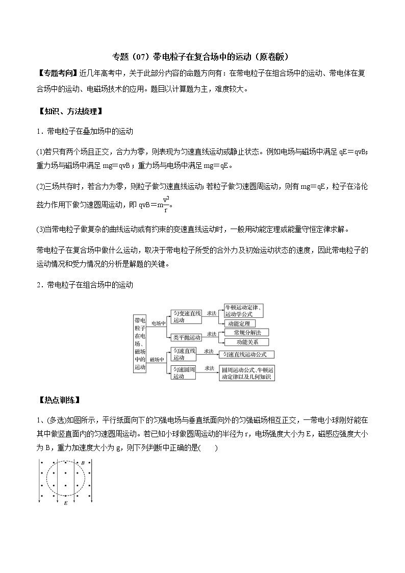 高考物理二轮复习考点练习专题（07）带电粒子在复合场中的运动（原卷版）第1页