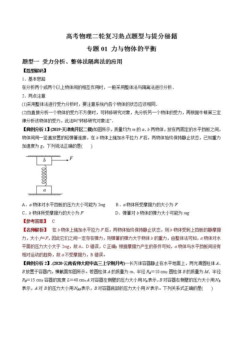 高考物理二轮复习热点题型专题01 力与物体的平衡（2份打包，解析版+原卷版，可预览）01