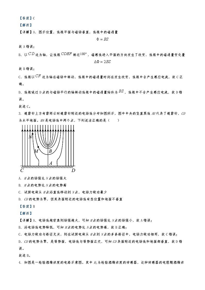 2021-2022学年湖南省长沙市长沙县、望城区、浏阳市高二上学期期末调研考试物理试题  （解析版）第2页