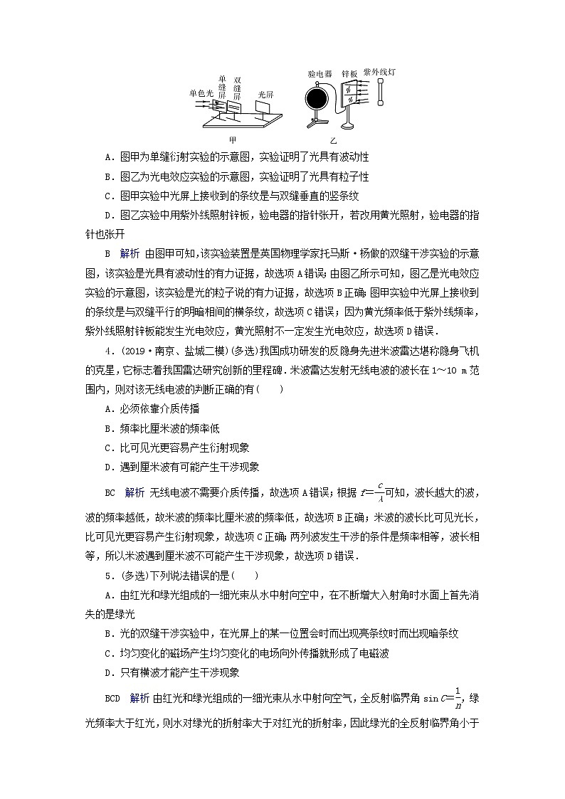 高考物理一轮复习第14章振动和波光相对论第41讲光的波动性电磁波和相对论练习(含解析)第2页