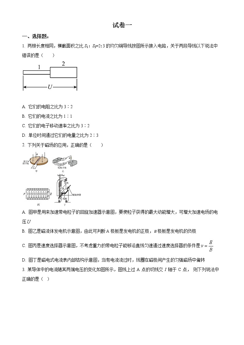 湖南省长沙市长郡教育集团2021-2022学年高二（上）期末复习物理试题无答案第1页