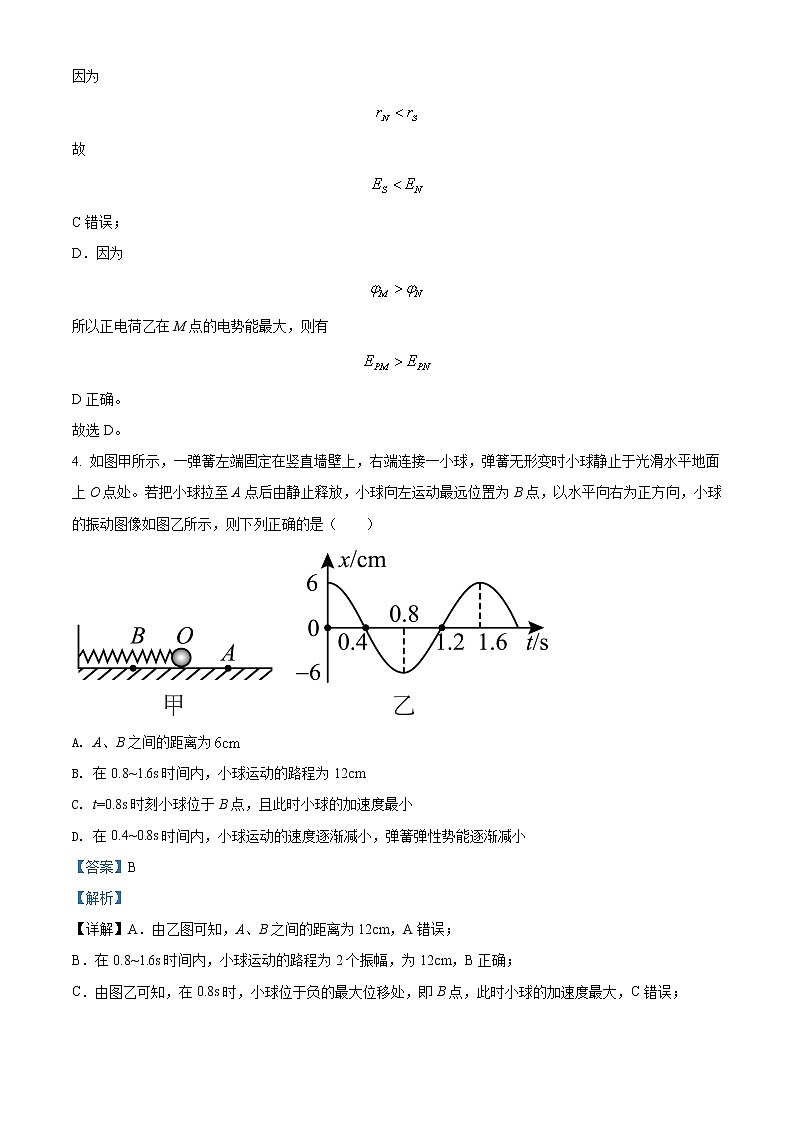 湖南省永州市2021-2022学年高二上学期期末质量监测物理试题含解析第3页