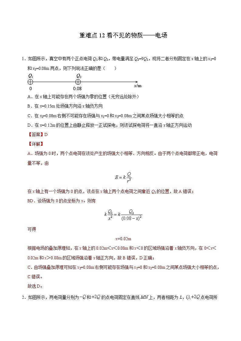 高考物理二轮复习重难点12看不见的物质——电场（2份打包，解析版+原卷版，可预览）01