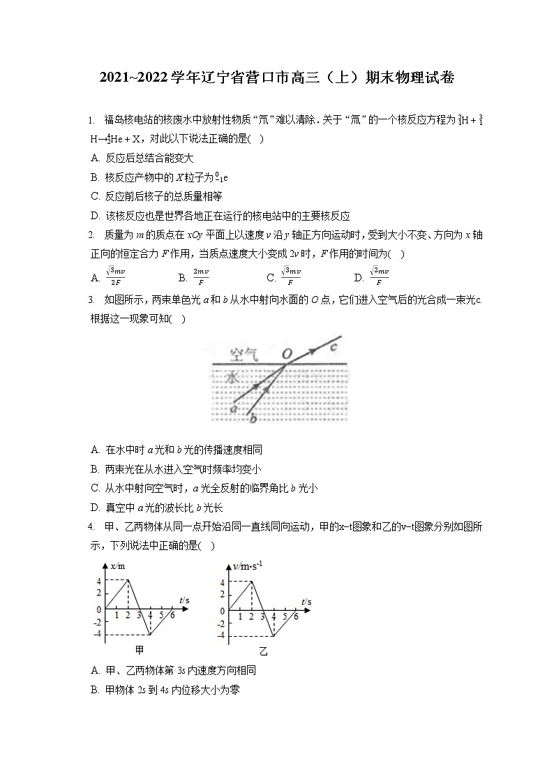 2021_2022学年辽宁省营口市高三（上）期末物理试卷（含答案解析）01