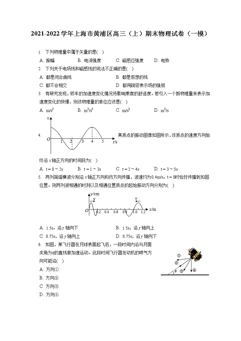 2021-2022学年上海市黄浦区高三（上）期末物理试卷（一模）（含答案解析）01