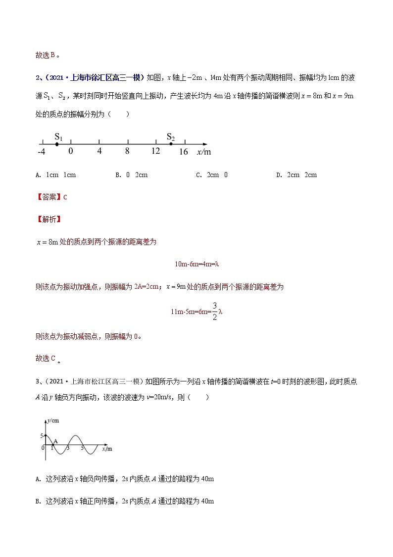 专题24 机械振动机械波-最新高考高三一模物理试题汇编02