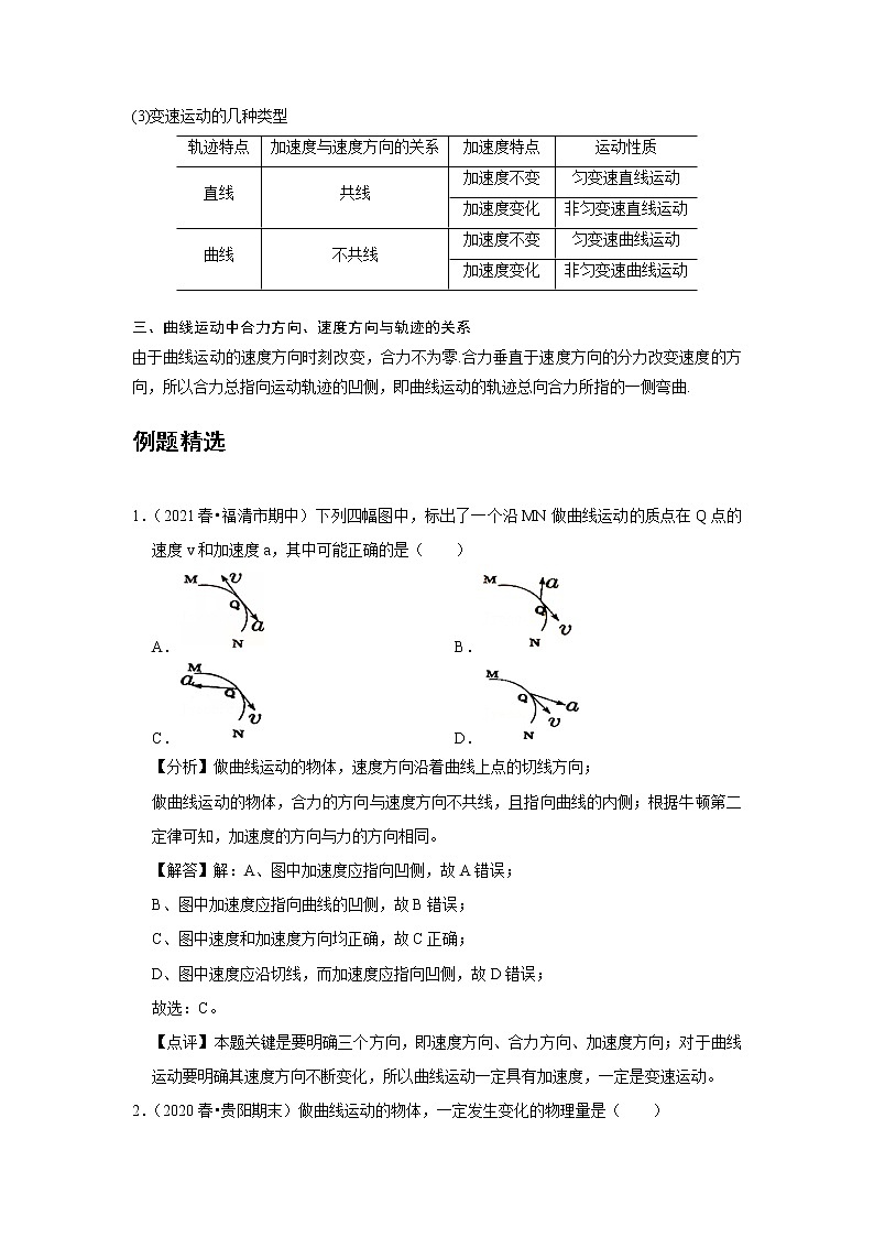 01 B曲线运动 中档版 学案02