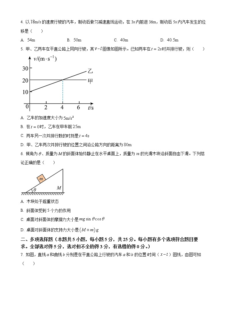 湖南省岳阳市2021-2022学年高一（上）期末教学质量监测物理试题无答案第2页
