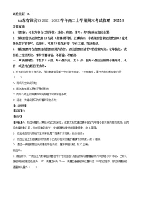 2021-2022学年山东省潍坊市高二上学期期末考试物理试题 解析版