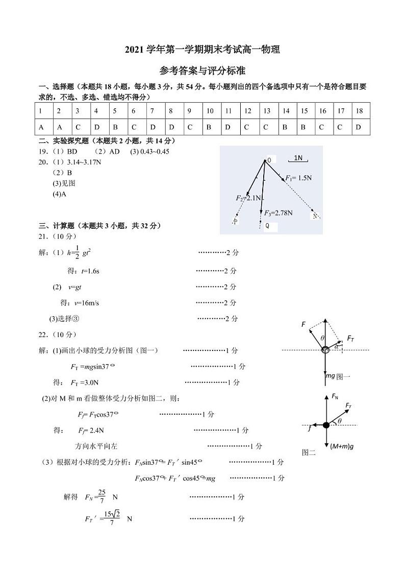 高一物理答案第1页