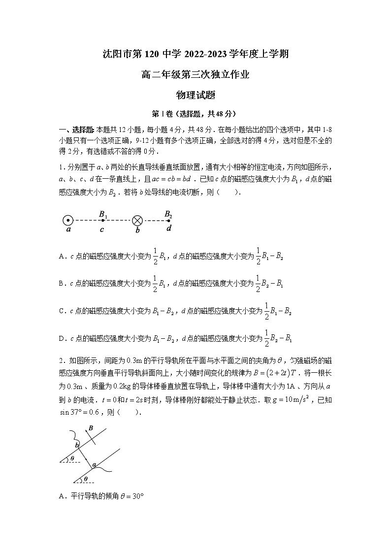 2022-2023学年辽宁省沈阳市第一二〇中学高二上学期第三次月考物理试题01
