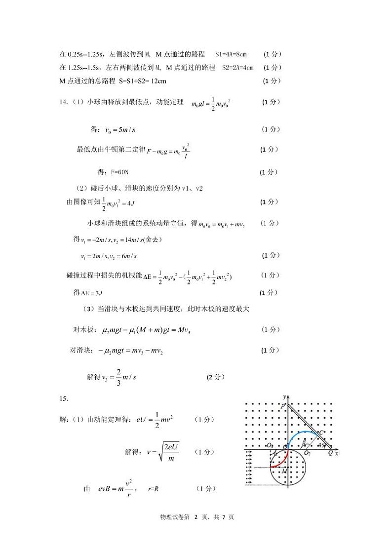 4.江苏2023高三四校联考物理试卷答案第2页