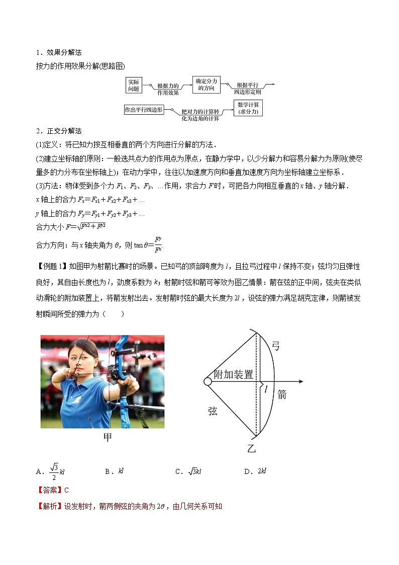 【期末专题复习】人教版(2019)物理必修1-高一上学期期末专题点拨与训练：第16讲 力的合成与分解02