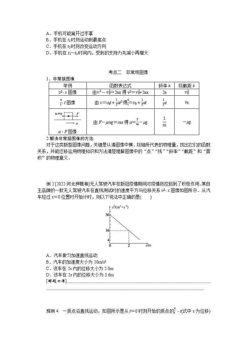 2023届二轮复习  专题三运动学图像和动力学图像 学案03