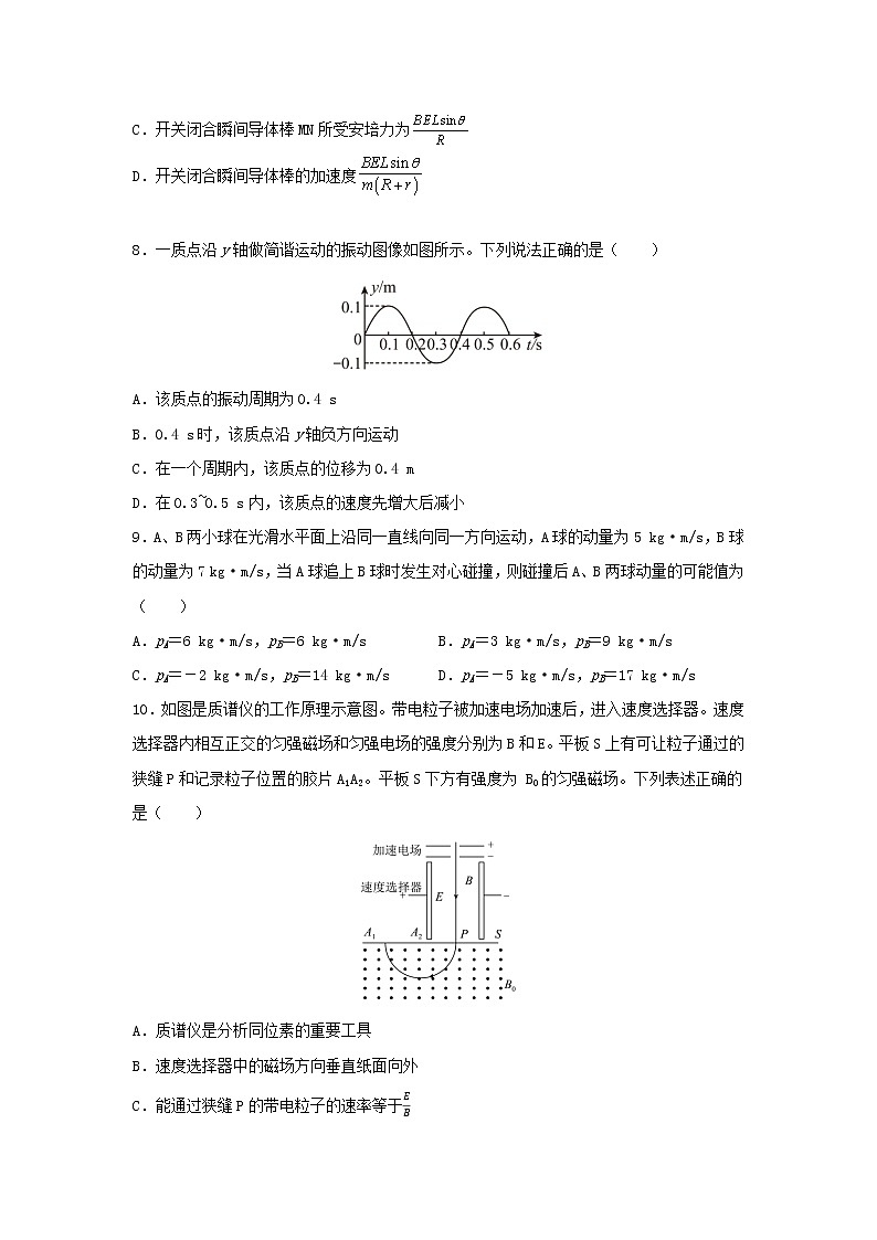 2023天门外国语学校高二上学期12月月考物理试题含答案、答题卡03