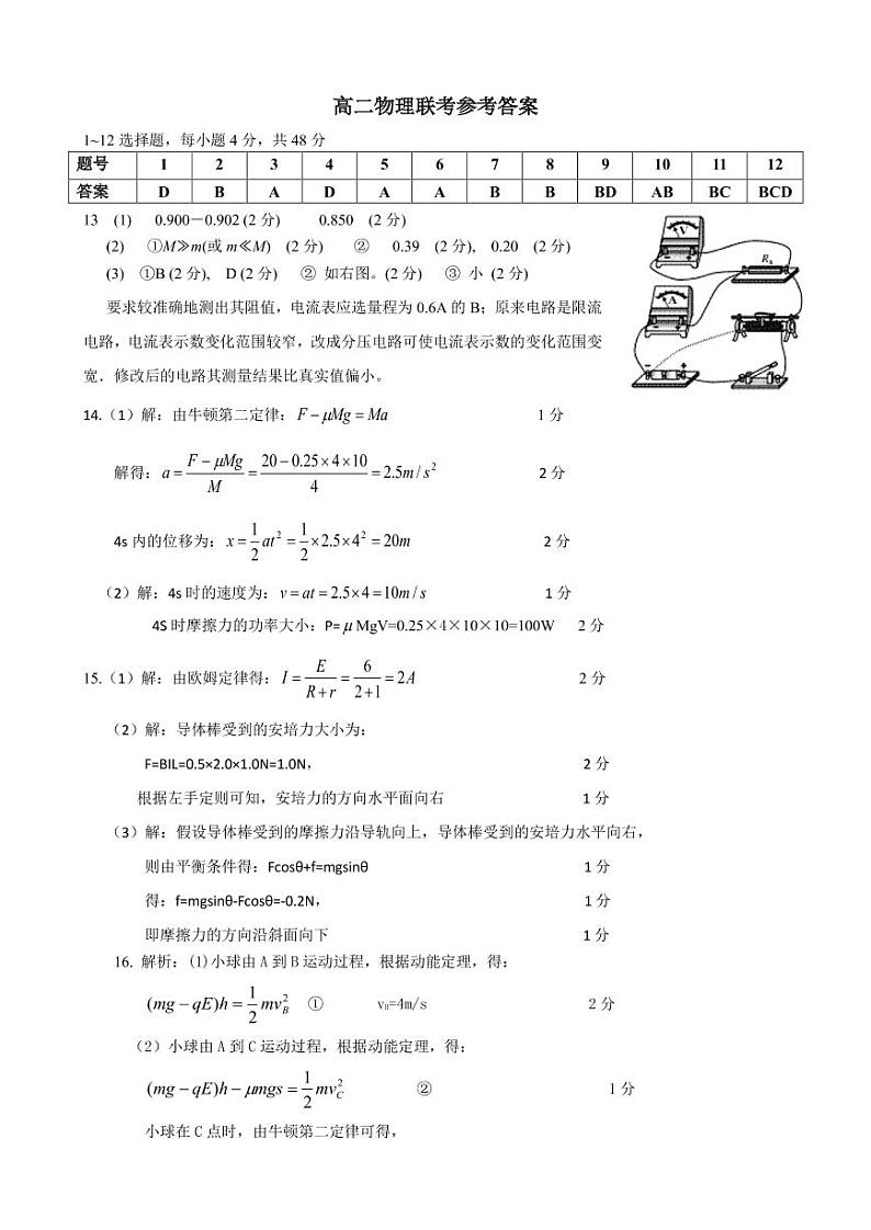 2019-2020学年湖南省名校联盟高二12月联考物理试题 PDF版01
