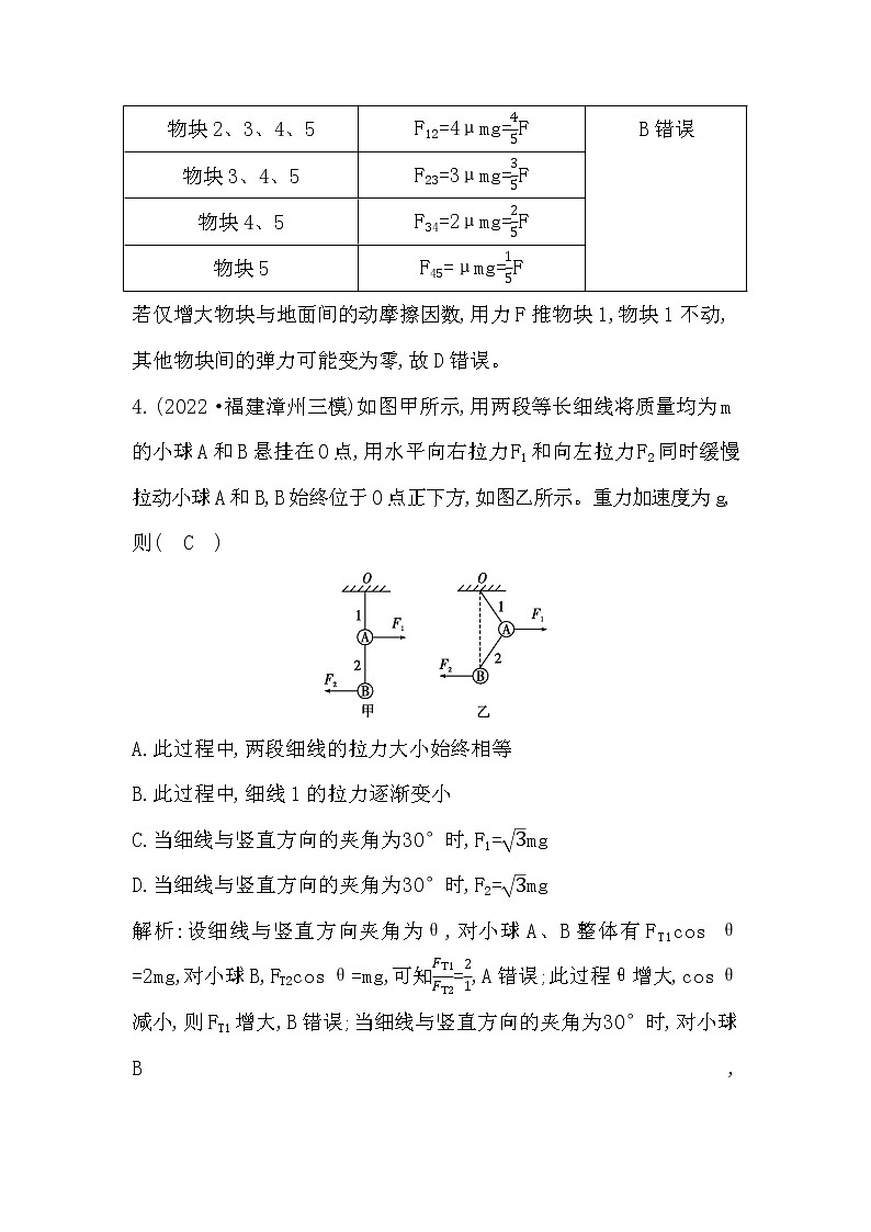 2023届二轮复习 专题一 第1讲　力与物体的平衡 素养作业第3页