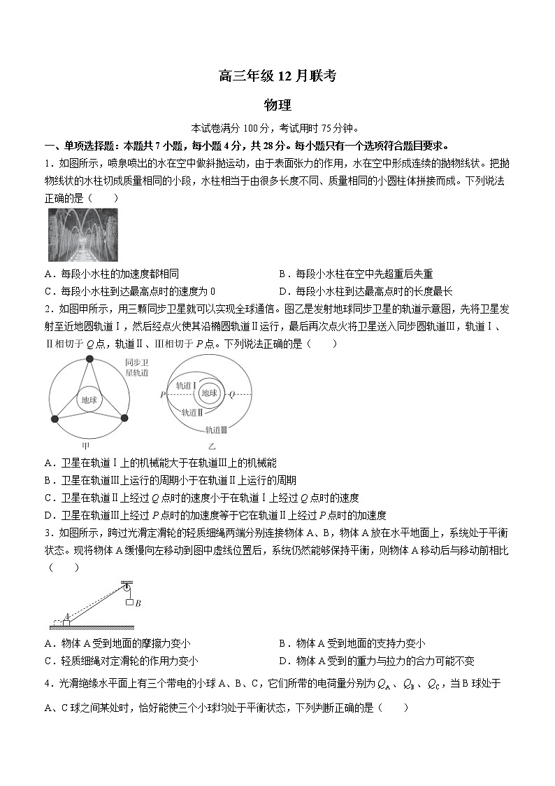 2023唐山部分学校高三上学期12月月考物理试题含答案第1页