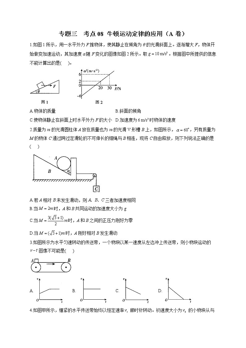 2023届高考物理高频考点专项练习：专题三 考点08 牛顿运动定律的应用（A卷）第1页