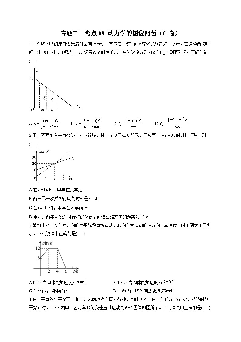 2023届高考物理高频考点专项练习：专题三 考点09 动力学的图像问题（C卷）第1页
