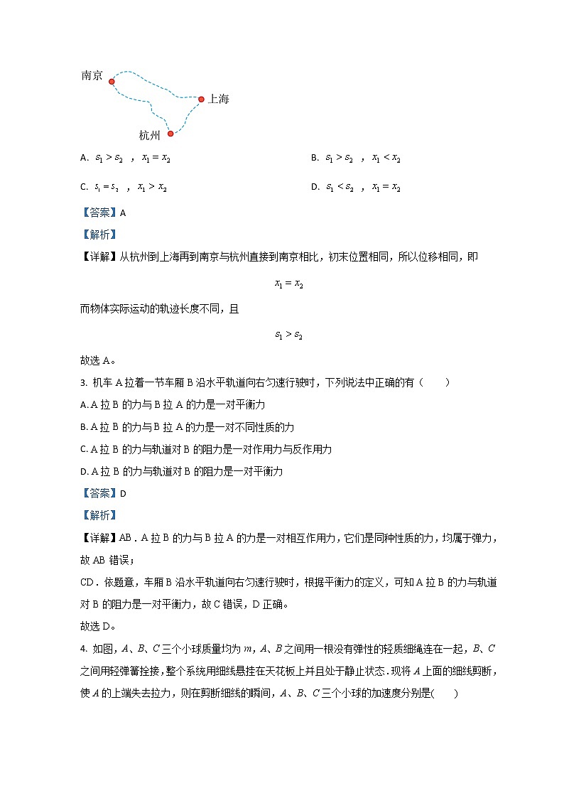 2023济南外国语学校高一上学期12月月考物理试题含解析02