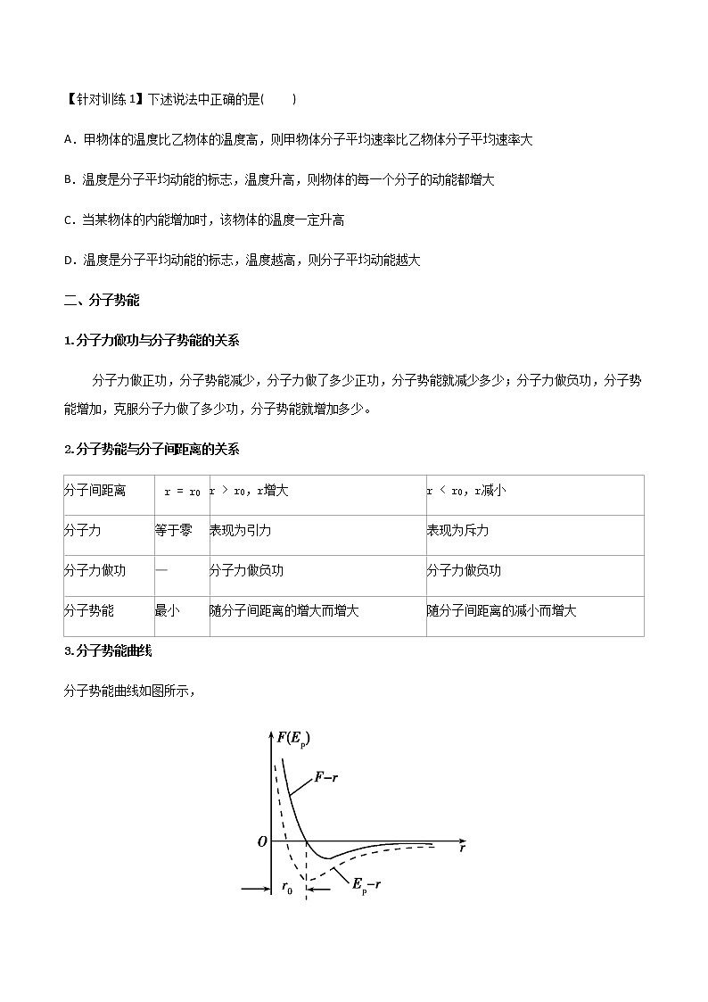 1.4 分子动能和分子势能（课件+学案（原卷版+解析版））02