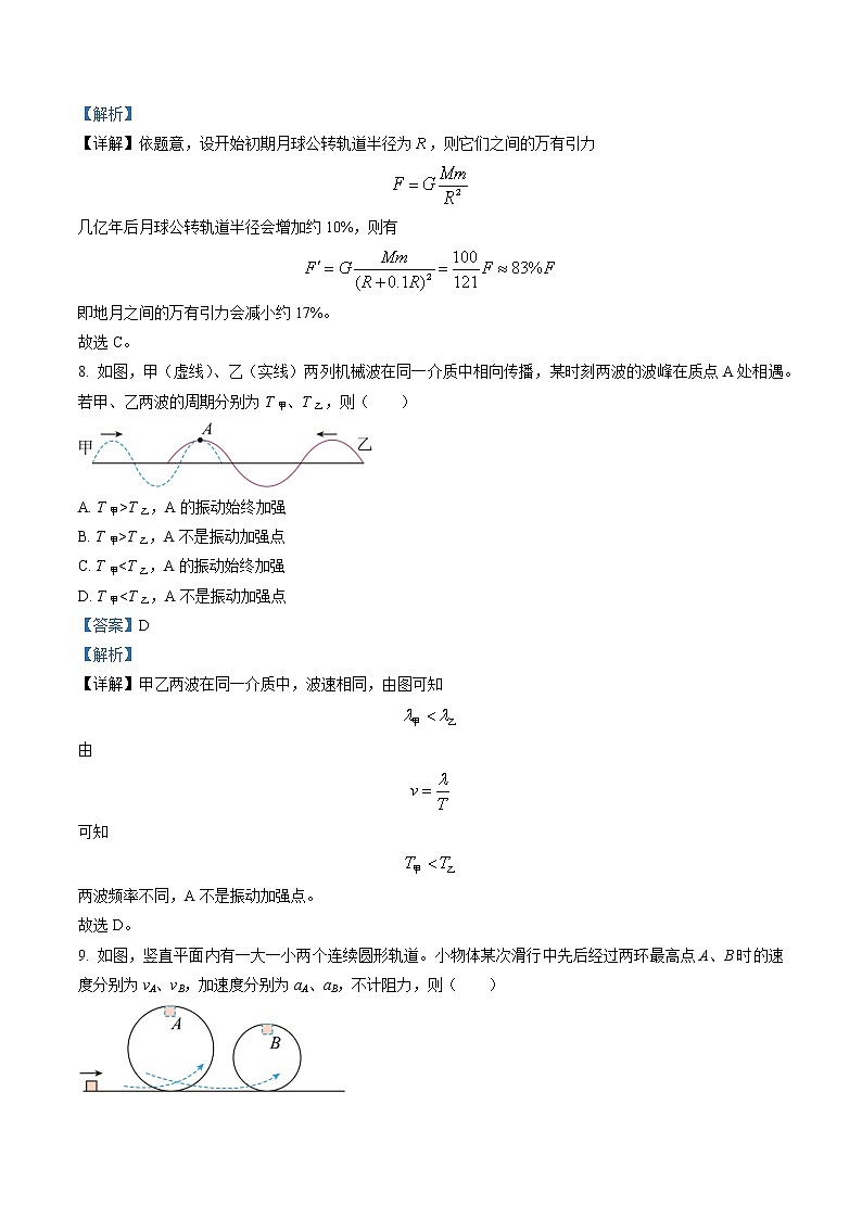 上海市金山区2023届高三物理上学期一模试题（Word版附解析）第3页