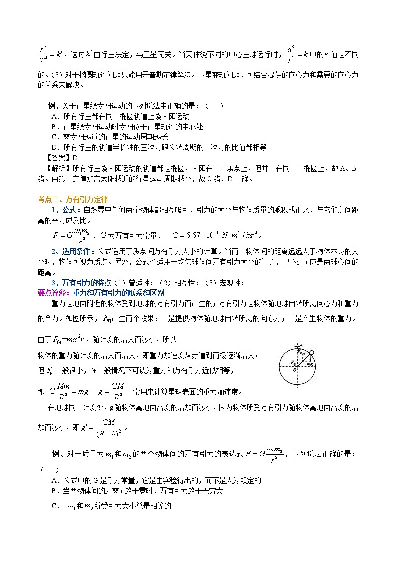 高三物理总复习知识讲解行星的运动与万有引力定律提高第2页
