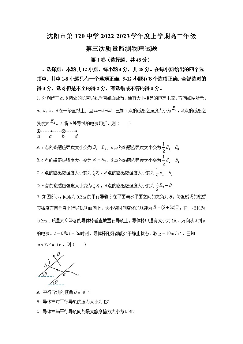 2022-2023学年辽宁省沈阳市第一二0中学高二上学期第三次质量监测物理试题（Word版）01