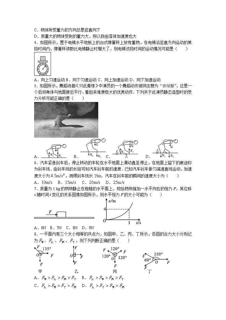 2022-2023学年陕西省榆林市第十中学高一上学期期末教学检测物理试题第2页