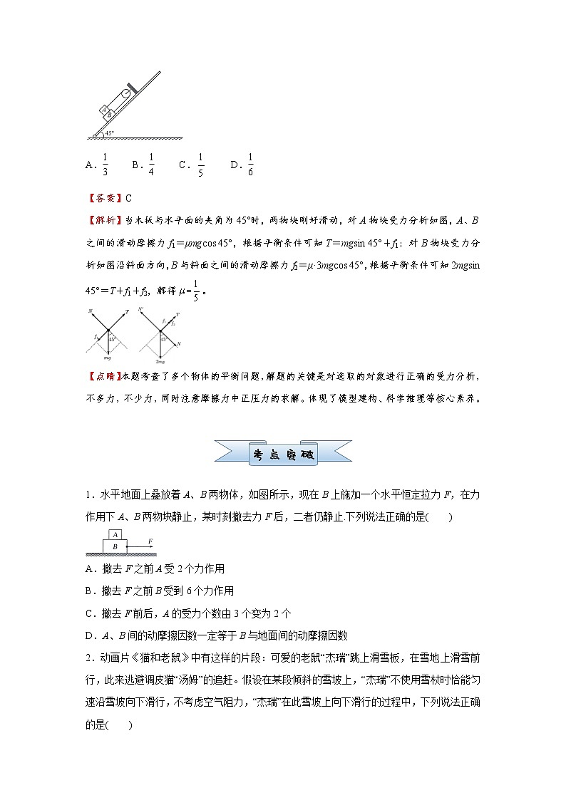 高中物理高考   2021届小题必练3 受力分析   共点力的平衡 学生版02