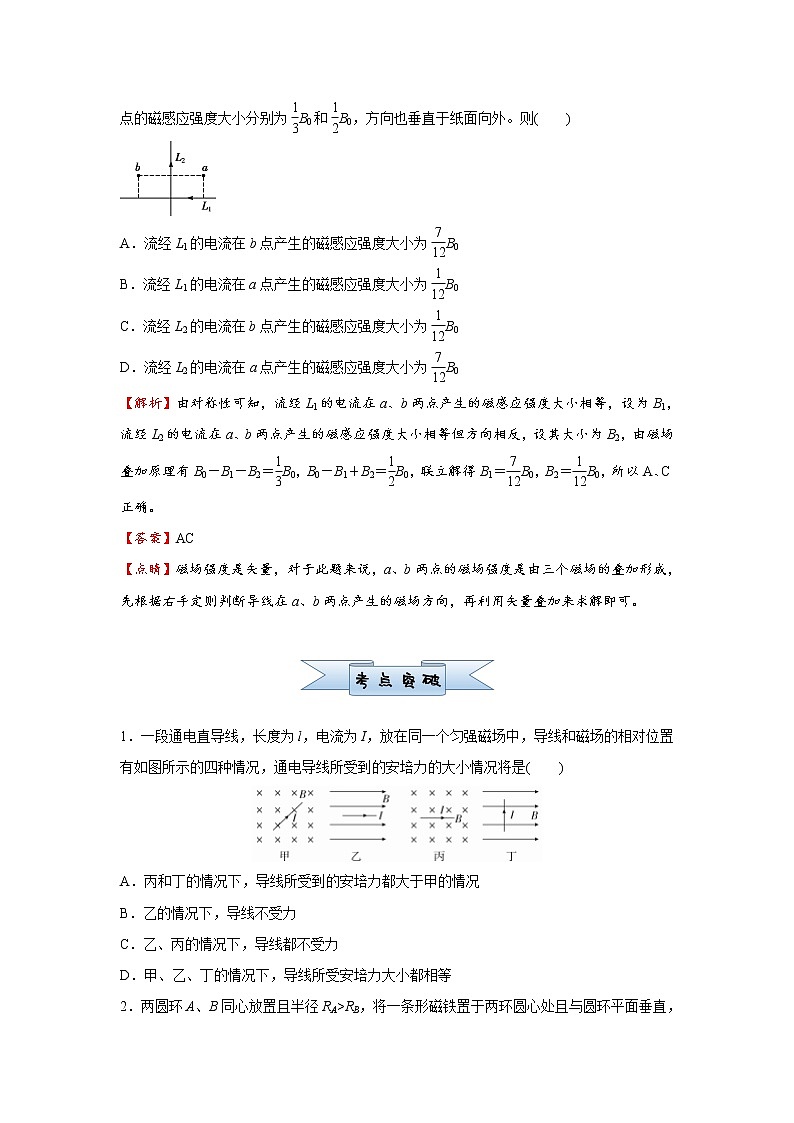 高中物理高考   2021届小题必练20 磁场及其对电流的作用 学生版第2页