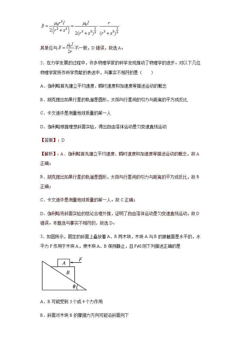 高中物理高考 (二轮复习 名师经验)20物理常识-2021高考备考绝密题型专项突破题集（解析版）第2页