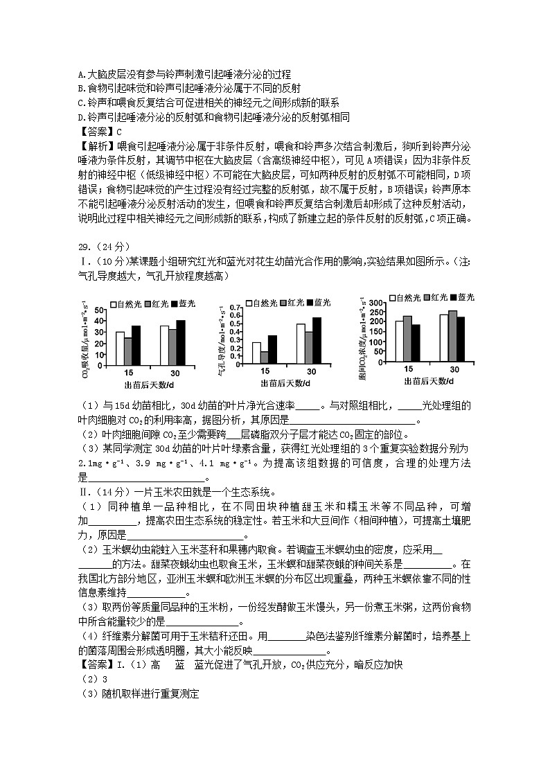 高中物理高考 2014年普通高等学校招生全国统一考试理综生物试题（安徽卷，解析版）03