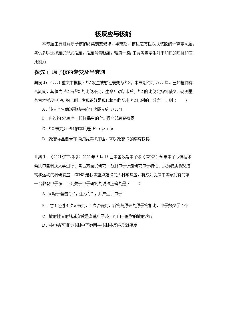 2023届高考物理二轮复习专题讲义近代物理——核反应与核能专题讲义第1页