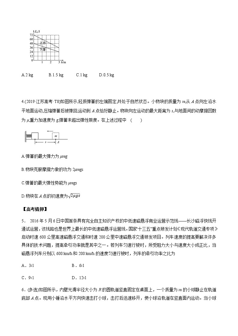 高中物理高考 2020年高考物理冲破高分瓶颈考前必破 破（17）功和能选择题猜押练(word 含答案)02