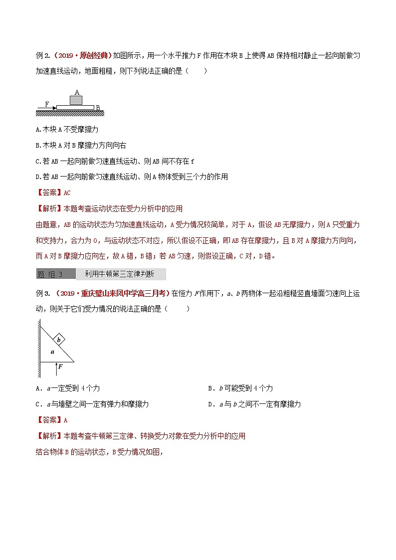 高中物理高考 2020年高考物理一轮复习全突破考点03受力分析一分析受力个数含解析 试卷03