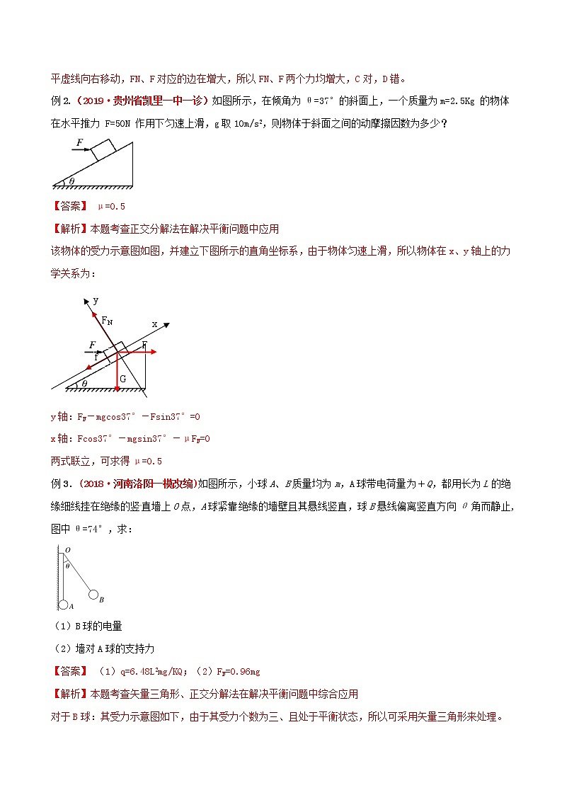 高中物理高考 2020年高考物理一轮复习全突破考点05受力分析三力大小的计算含解析 试卷03