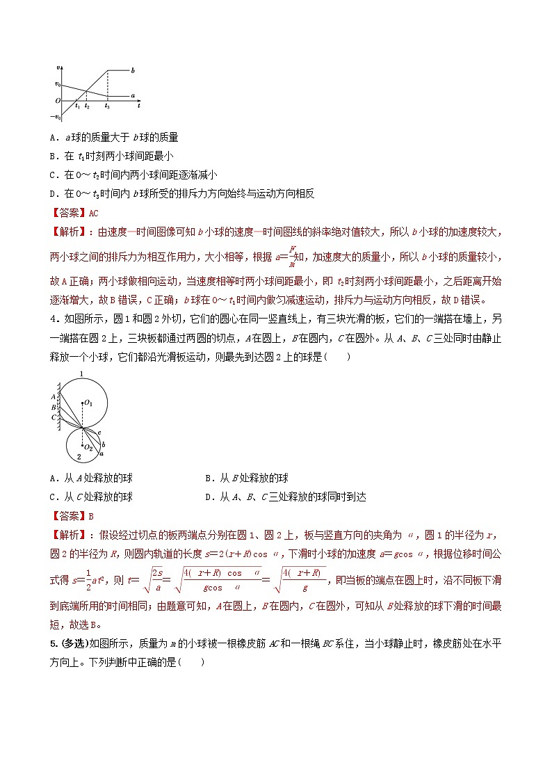 高中物理高考 2020年高考物理一轮复习专题07牛顿第二定律两类动力学问题限时训练含解析02