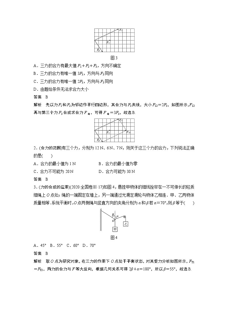 高中物理高考 2022年高考物理一轮复习（新高考版1(津鲁琼辽鄂)适用） 第2章 第3讲 力的合成与分解 试卷03