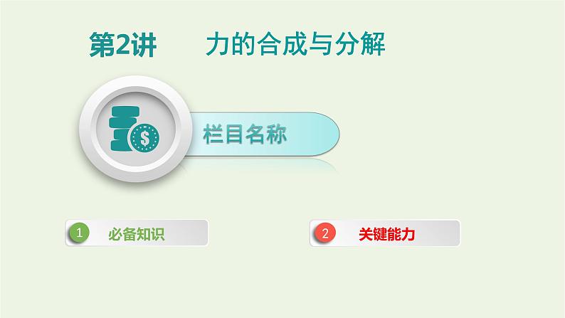 高中物理高考 2020年高考物理一轮复习第二单元相互作用第2讲力的合成与分解课件新人教版第1页