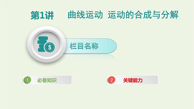 高中物理高考 2020年高考物理一轮复习第四单元曲线运动第1讲曲线运动运动的合成与分解课件新人教版03