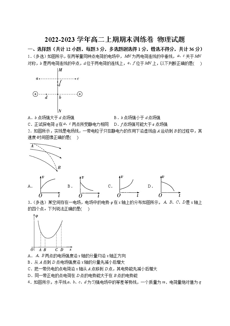 2022-2023学年河南省漯河市第五高级中学高二上期期末达标物理试题01