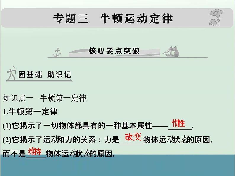 高中物理高考 高考物理一轮复习专题课件 专题3+牛顿运动定律（全国通用）第1页