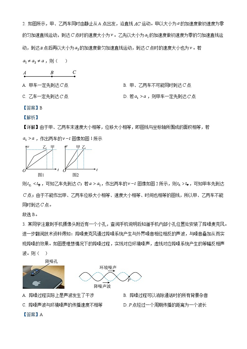 重庆市沙坪坝区重点中学2022-2023学年高三上学期期末复习（二）物理试题Word版含解析02