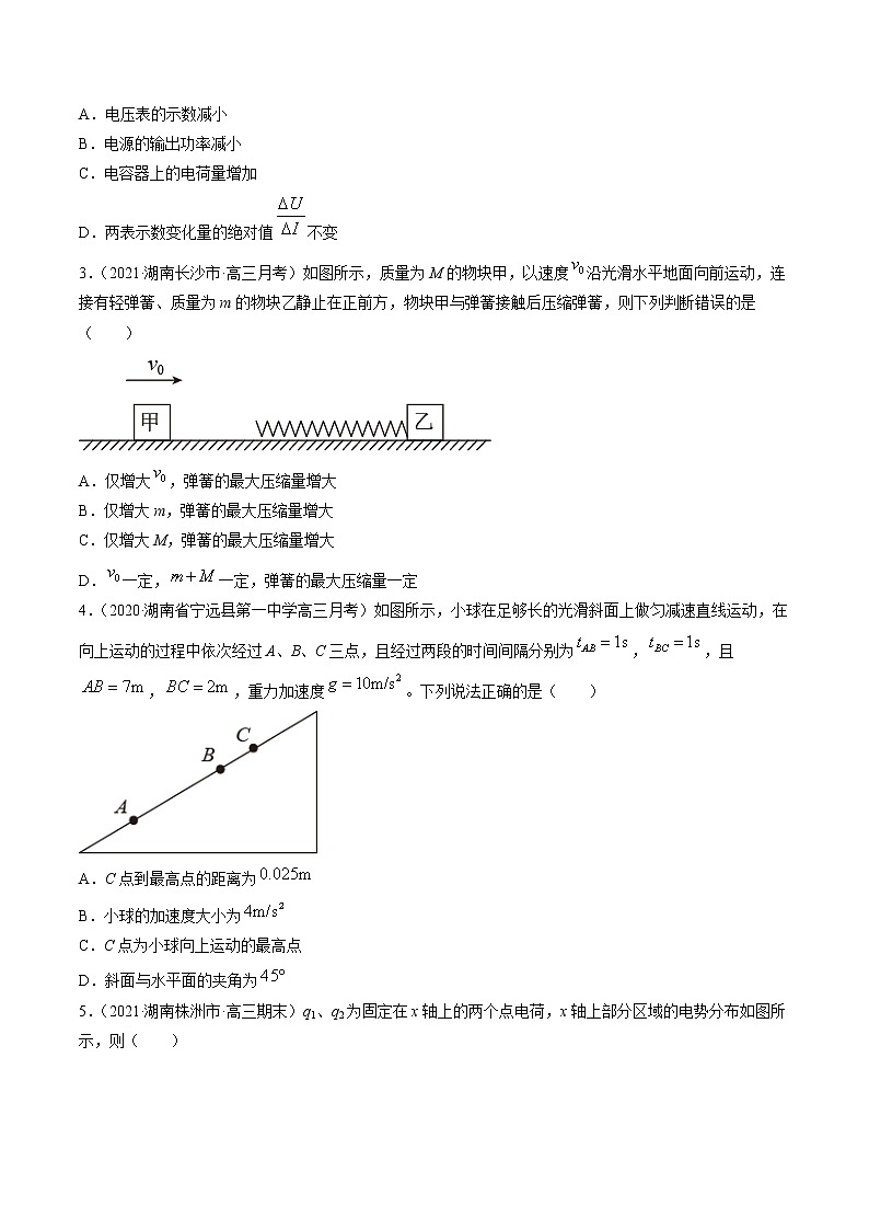 高中物理高考 卷1-备战2021年高考物理【名校地市好题必刷】全真模拟卷（湖南专用）·2月卷（原卷版）第2页