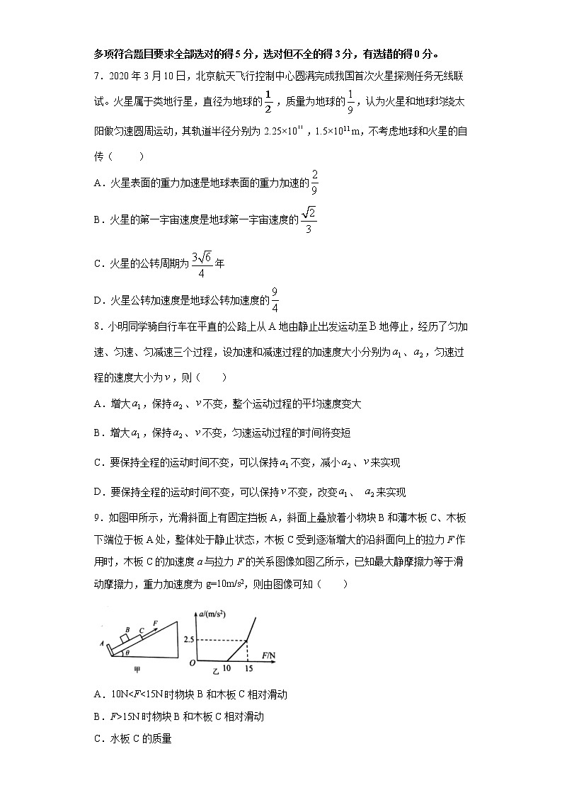 高中物理高考 卷3-2021年决胜高考物理模考冲刺卷（新高考湖南专用）（原卷版）第3页