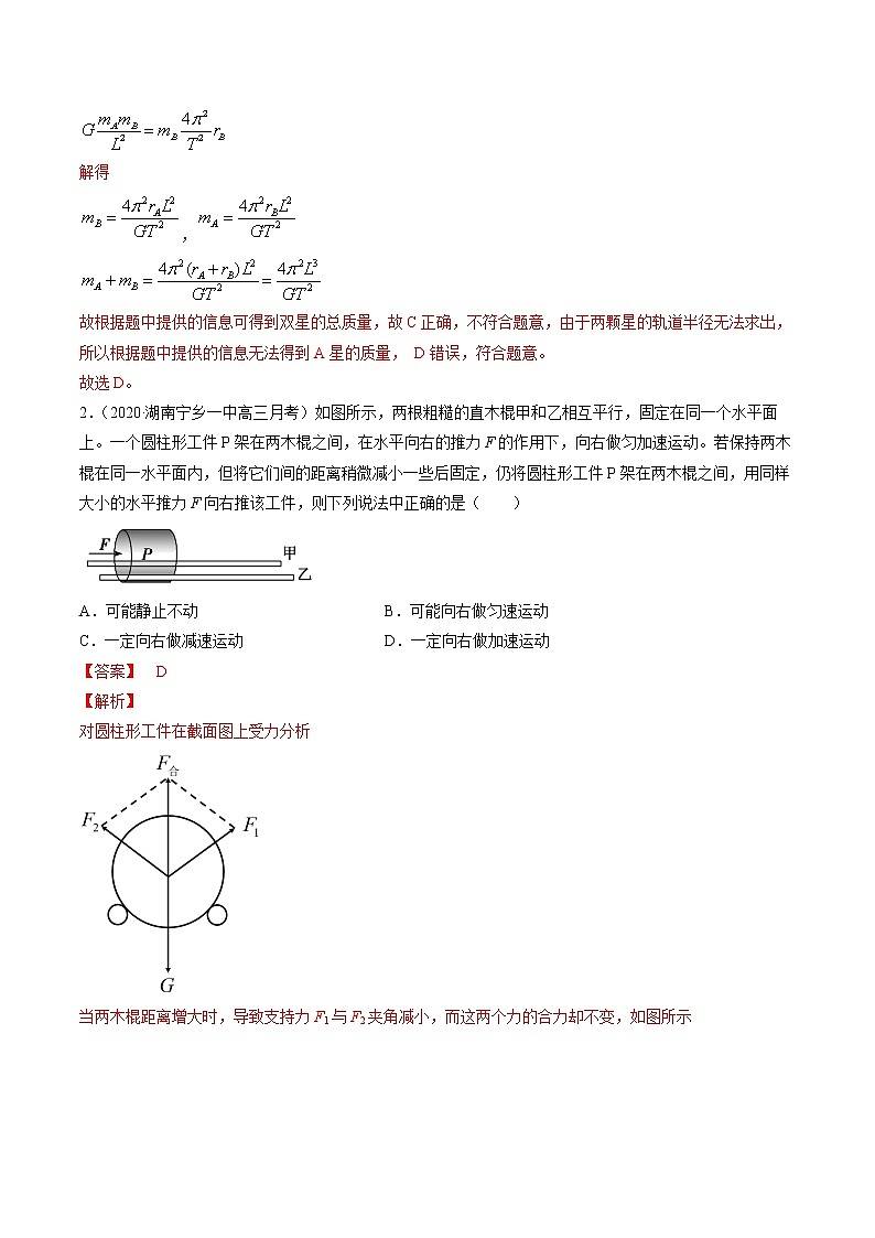 高中物理高考 卷4-备战2021年高考物理【名校地市好题必刷】全真模拟卷（湖南专用）·2月卷（解析版）第2页