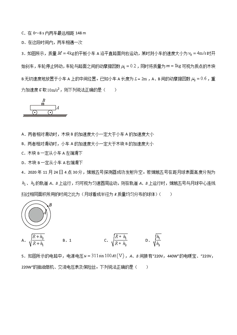 高中物理高考 卷4-备战2021年高考物理【名校地市好题必刷】全真模拟卷（湖南专用）·3月卷（原卷版）第2页