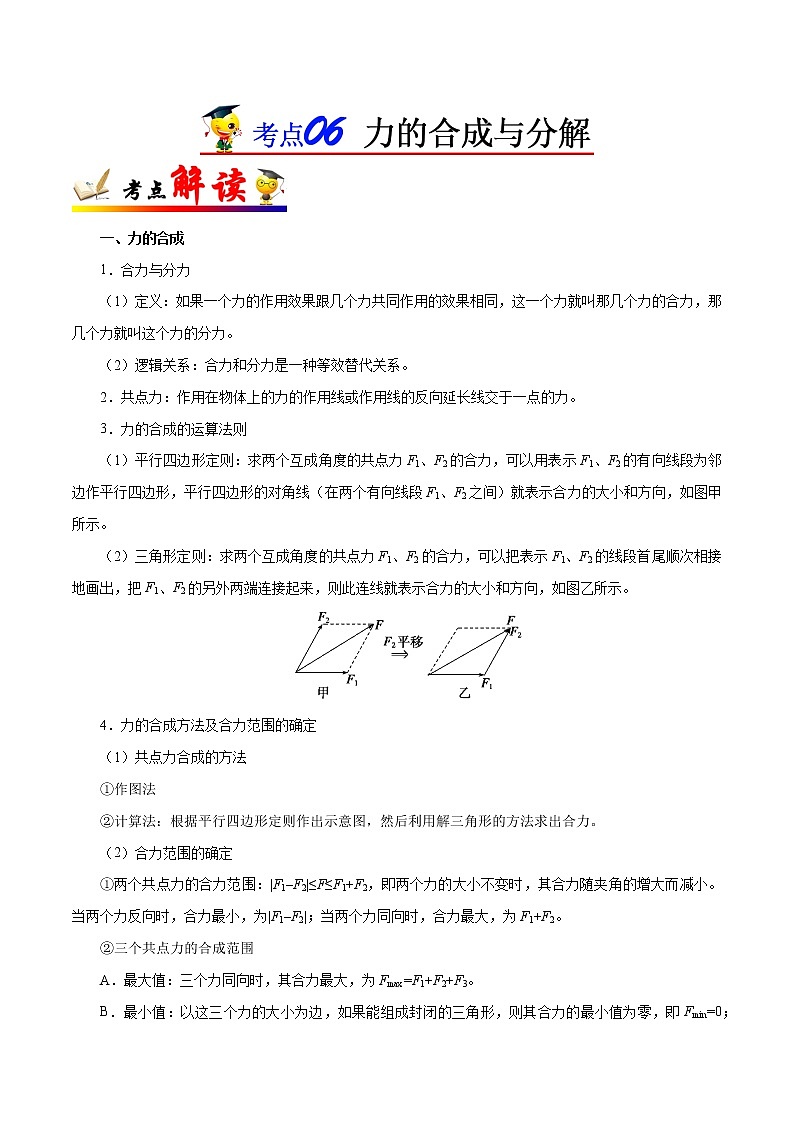 高中物理高考 考点06  力的合成与分解——备战2021年高考物理考点一遍过 试卷01
